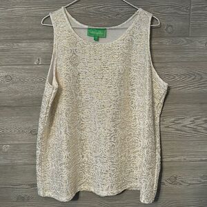 Cappagallo Pink‎ Women's Tank Top Size XL white and gold